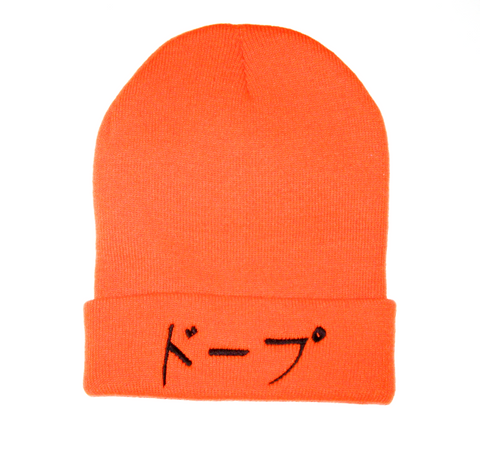 Neon Orange Japanese Dope Beanie Hat